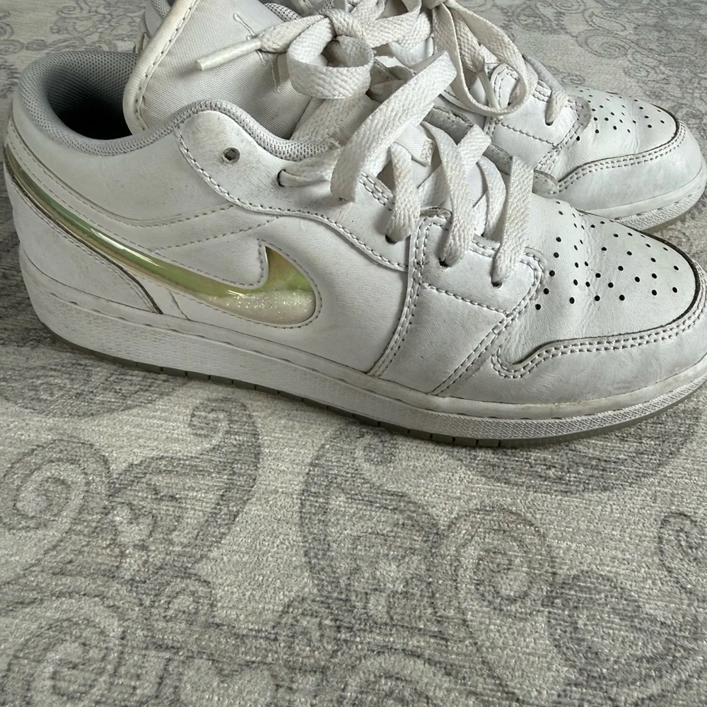 Jordan Kids' White Sneakers with Iridescent Swoosh